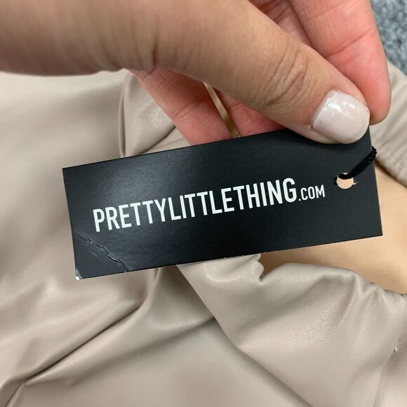 PrettyLittleThing Trouser Womens 6 Stone Faux Leather Seam Detail Straight Leg - Picture 5 of 16